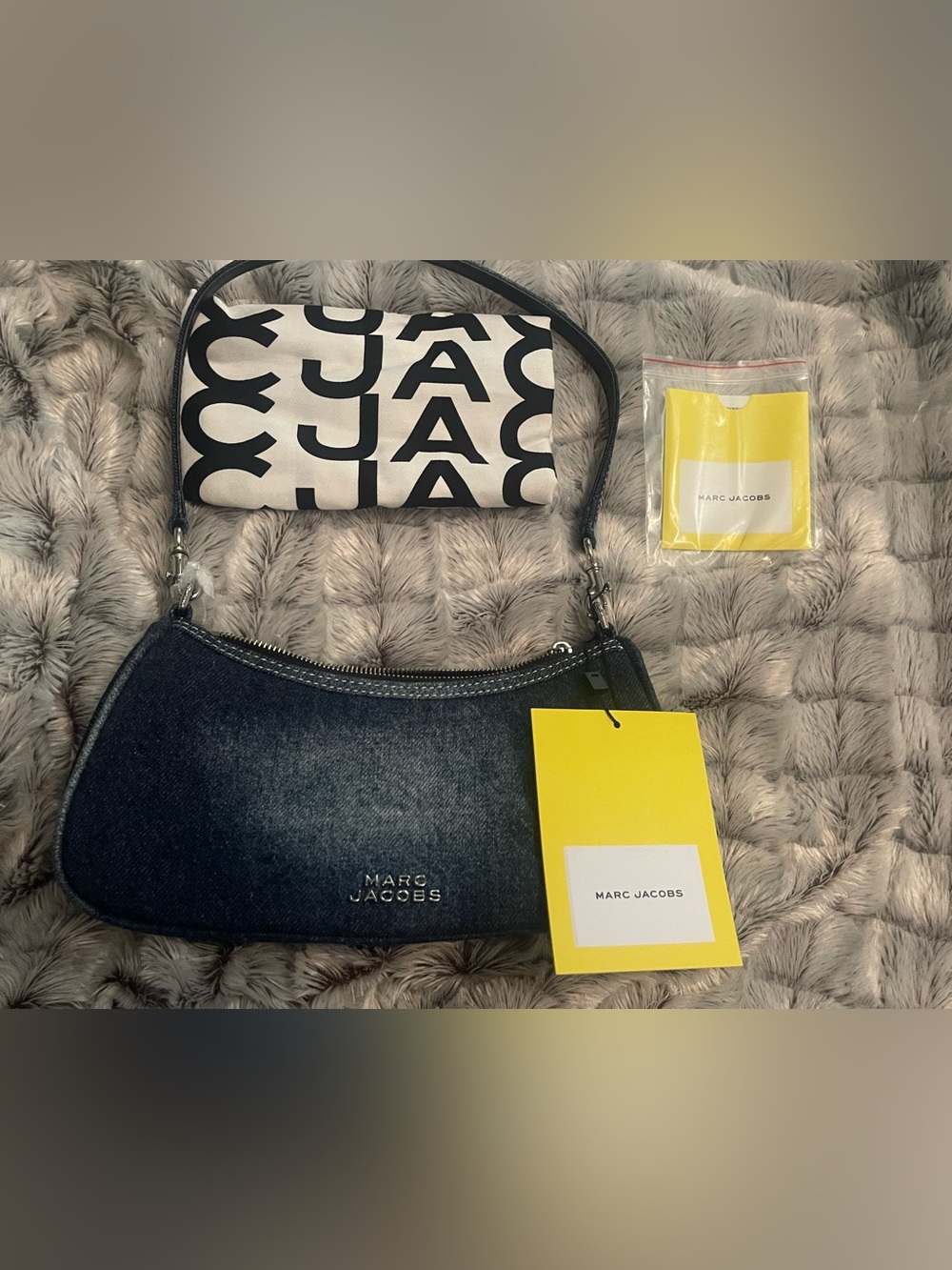 Marc Jacobs Dark Denim Crescent Shoulder Bag with denim and leather Strap NWT